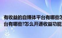 有收益的自媒体平台有哪些怎么开通收益(有收益的自媒体平台有哪些?怎么开通收益功能)