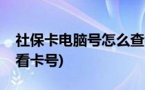 社保卡电脑号怎么查看(社保卡电脑号怎么查看卡号)