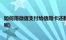 如何用微信支付给信用卡还款(如何用微信支付给信用卡还款呢)