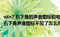 win7 右下角的声音图标和电源图标不见了怎么办(win7电脑右下角声音图标不见了怎么办)