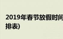 2019年春节放假时间安排表(明年春节放假安排表)