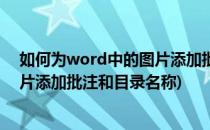 如何为word中的图片添加批注和目录(如何为word中的图片添加批注和目录名称)