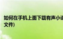 如何在手机上面下载有声小说(如何在手机上面下载有声小说文件)