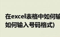 在excel表格中如何输入号码?(在excel表格中如何输入号码格式)