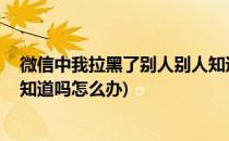 微信中我拉黑了别人别人知道吗(微信中我拉黑了别人,别人知道吗怎么办)