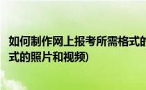 如何制作网上报考所需格式的照片(如何制作网上报考所需格式的照片和视频)