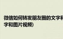 微信如何转发朋友圈的文字和图片(微信如何转发朋友圈的文字和图片视频)