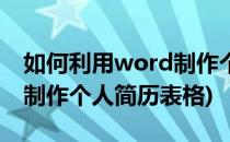 如何利用word制作个人简历(如何利用word制作个人简历表格)