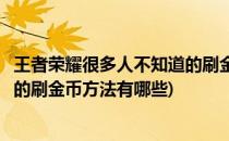 王者荣耀很多人不知道的刷金币方法(王者荣耀很多人不知道的刷金币方法有哪些)