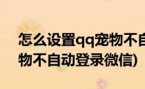 怎么设置qq宠物不自动登录(怎么设置qq宠物不自动登录微信)