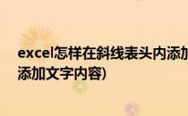 excel怎样在斜线表头内添加文字(excel怎样在斜线表头内添加文字内容)