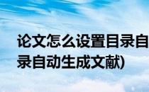 论文怎么设置目录自动生成(论文怎么设置目录自动生成文献)