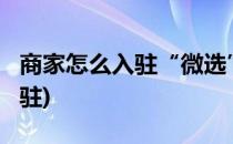 商家怎么入驻“微选”平台?(微选平台官网入驻)