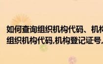 如何查询组织机构代码、机构登记证号、注册地址(如何查询组织机构代码,机构登记证号,注册地址怎么填)