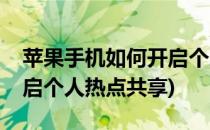 苹果手机如何开启个人热点(苹果手机如何开启个人热点共享)