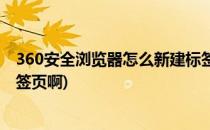 360安全浏览器怎么新建标签页(360安全浏览器怎么新建标签页啊)