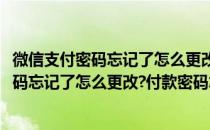 微信支付密码忘记了怎么更改付款密码怎么修改(微信支付密码忘记了怎么更改?付款密码怎么修改不了)