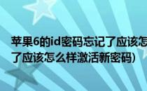 苹果6的id密码忘记了应该怎么样激活?(苹果6的id密码忘记了应该怎么样激活新密码)