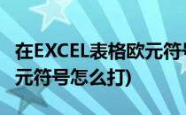 在EXCEL表格欧元符号怎么打(在excel表格欧元符号怎么打)