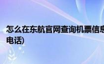 怎么在东航官网查询机票信息(怎么在东航官网查询机票信息电话)