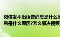 微信发不出语音消息是什么原因怎么解决(微信发不出语音消息是什么原因?怎么解决视频)