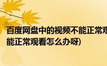 百度网盘中的视频不能正常观看怎么办(百度网盘中的视频不能正常观看怎么办呀)