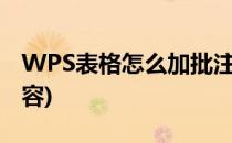 WPS表格怎么加批注(wps表格怎么加批注内容)