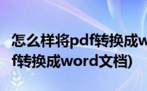 怎么样将pdf转换成word文档(怎么可以把pdf转换成word文档)