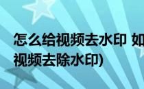 怎么给视频去水印 如何消除视频水印(怎么让视频去除水印)