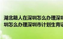 湖北籍人在深圳怎么办理深圳市计划生育证明(湖北籍人在深圳怎么办理深圳市计划生育证明手续)