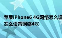 苹果iPhone6 4G网络怎么设置 iPhone6如何设置4G(苹果6怎么设置网络4G)