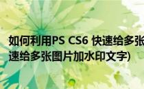 如何利用PS CS6 快速给多张图片加水印(如何利用ps cs6 快速给多张图片加水印文字)