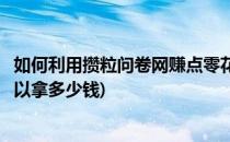 如何利用攒粒问卷网赚点零花钱(攒粒问卷调查网每天最多可以拿多少钱)