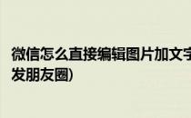 微信怎么直接编辑图片加文字(微信怎么直接编辑图片加文字发朋友圈)