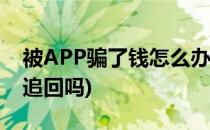 被APP骗了钱怎么办(被app骗了钱怎么办能追回吗)