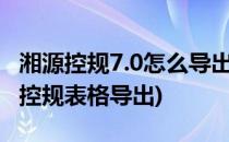 湘源控规7.0怎么导出平衡表和指标总表(湘源控规表格导出)