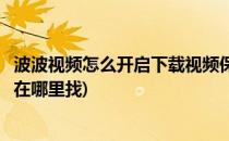 波波视频怎么开启下载视频保存到相册(波波视频保存到本地在哪里找)