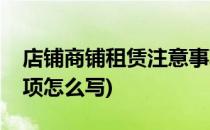 店铺商铺租赁注意事项(店铺商铺租赁注意事项怎么写)