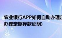 农业银行APP如何自助办理定期存款(农业银行app如何自助办理定期存款证明)