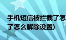 手机短信被拦截了怎么解除(手机短信被拦截了怎么解除设置)