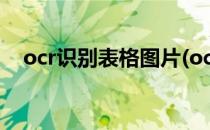 ocr识别表格图片(ocr识别图片中的表格)