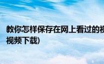 教你怎样保存在网上看过的视频(教你怎样保存在网上看过的视频下载)