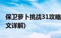 保卫萝卜挑战31攻略(保卫萝卜挑战31攻略图文详解)