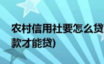 农村信用社要怎么贷款(农村信用社要怎么贷款才能贷)