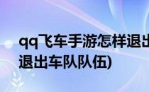 qq飞车手游怎样退出车队(qq飞车手游怎样退出车队队伍)