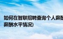 如何在智联招聘查询个人薪酬水平(如何在智联招聘查询个人薪酬水平情况)