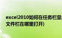 excel2010如何在任务栏显示所有打开的excel文件(excel文件栏在哪里打开)