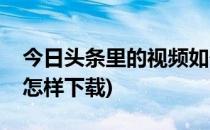 今日头条里的视频如何下载(今日头条的视频怎样下载)