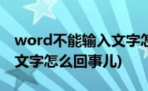 word不能输入文字怎么回事(word不能输入文字怎么回事儿)