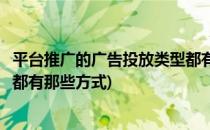 平台推广的广告投放类型都有那些(平台推广的广告投放类型都有那些方式)